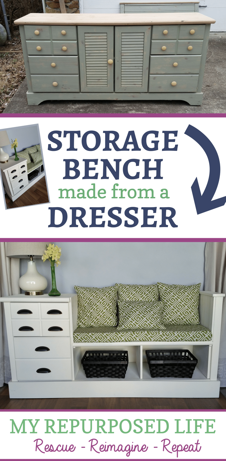 turn a cheap dresser into a useful storage bench MyRepurposedLife