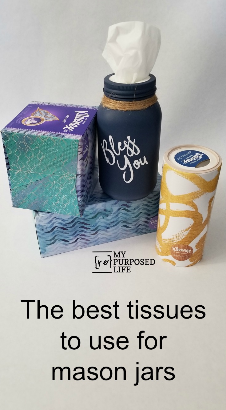 How to make a couple dozen mason jar tissue holders quickly and easily for your neighbors or favorite teachers. What size tissues do you use? I have all the answers. #MyRepurposedLife #diy #masonjars via @repurposedlife